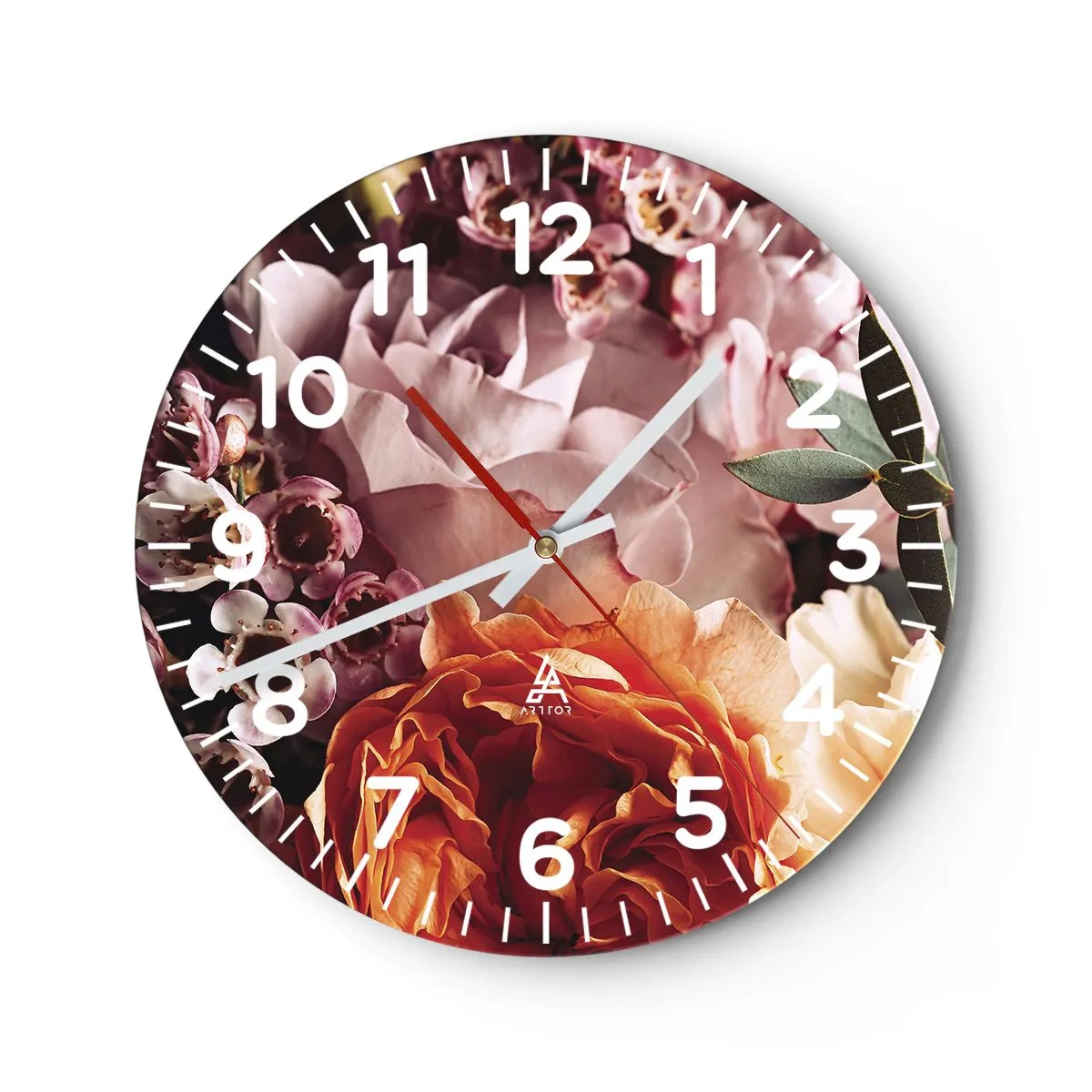 Wall clock - Clock on glass - Wrapped by Beauty - 40x40 cm