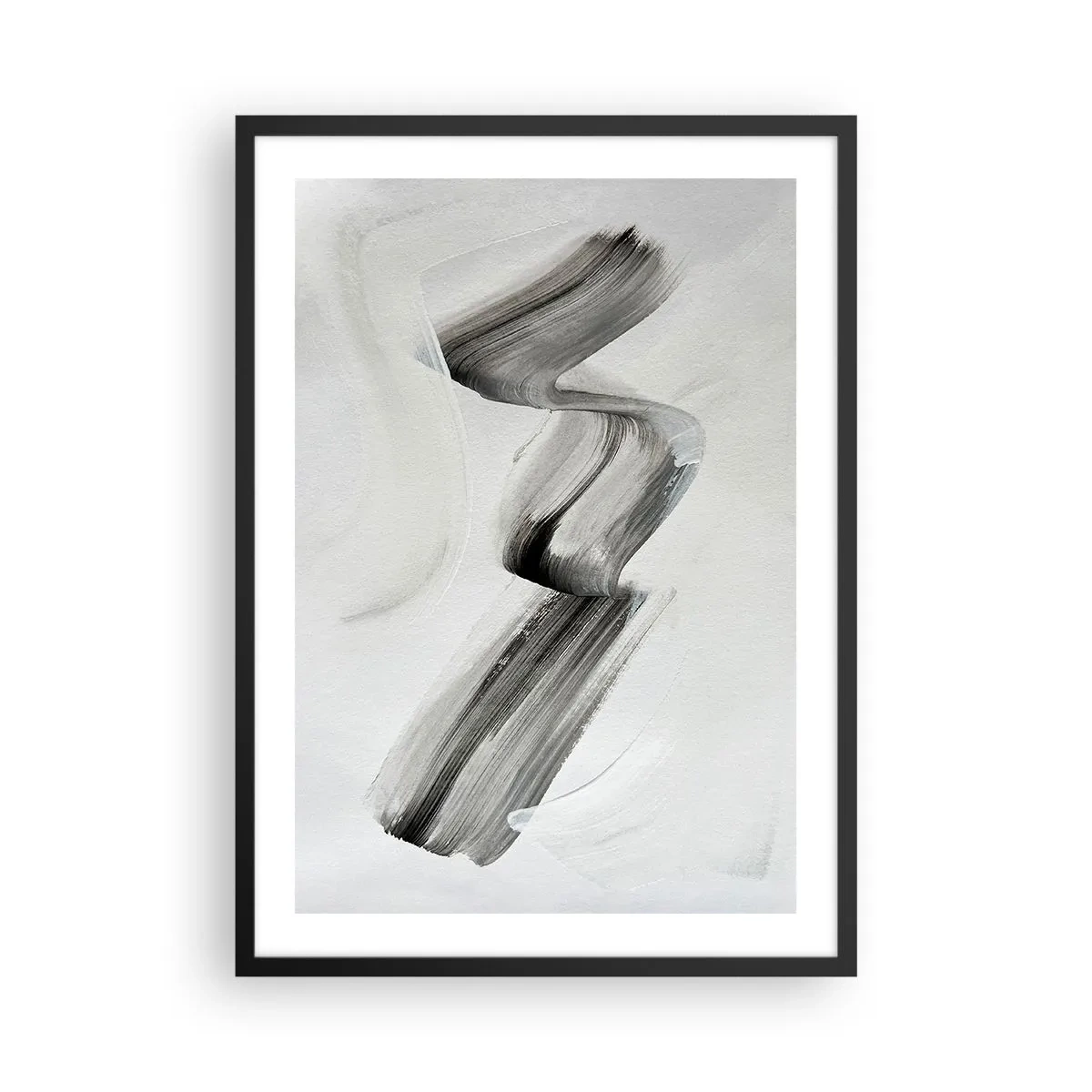 Poster in black frame - Minimalist black and white brush - 50x70cm - Casually for Fun - Modern wall decoration for the living room and bedroom ARTTOR