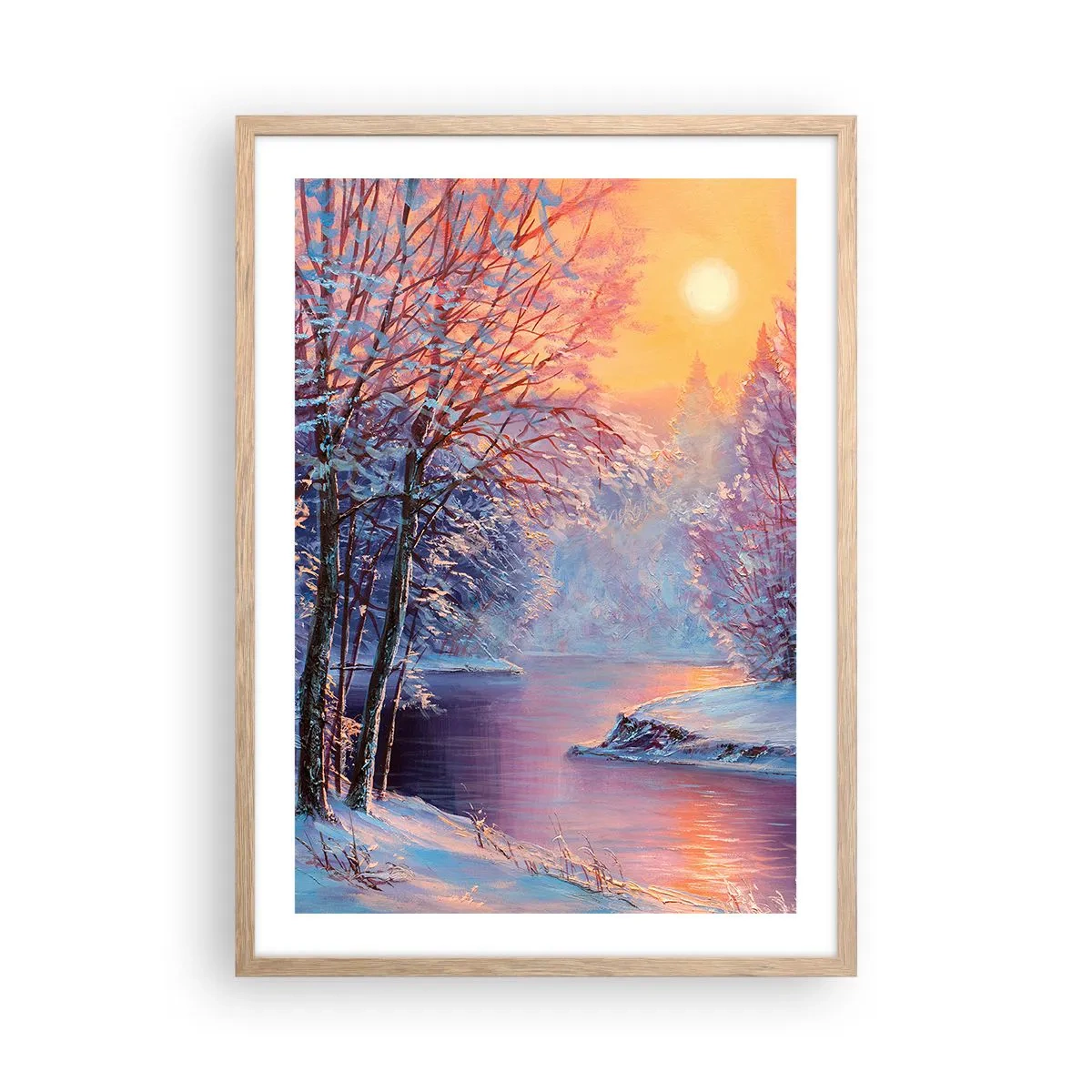 Poster in light oak frame - Colours of Winter - 50x70 cm