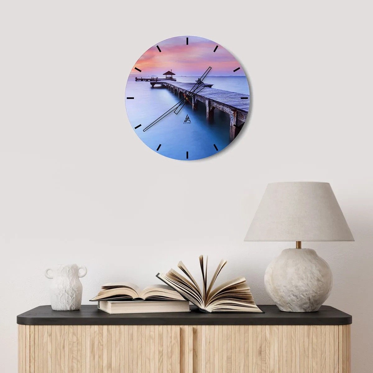 Wall clock - Clock on glass - Sea of Calm to the Horizon - 40x40 cm