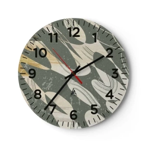 Wall clock - Clock on glass - Rhytmic Abstract - 30x30 cm