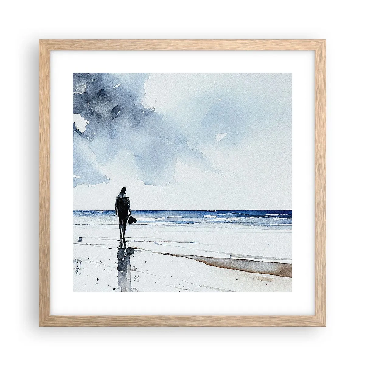 Poster in light oak frame - Conversation with the Sea - 40x40 cm
