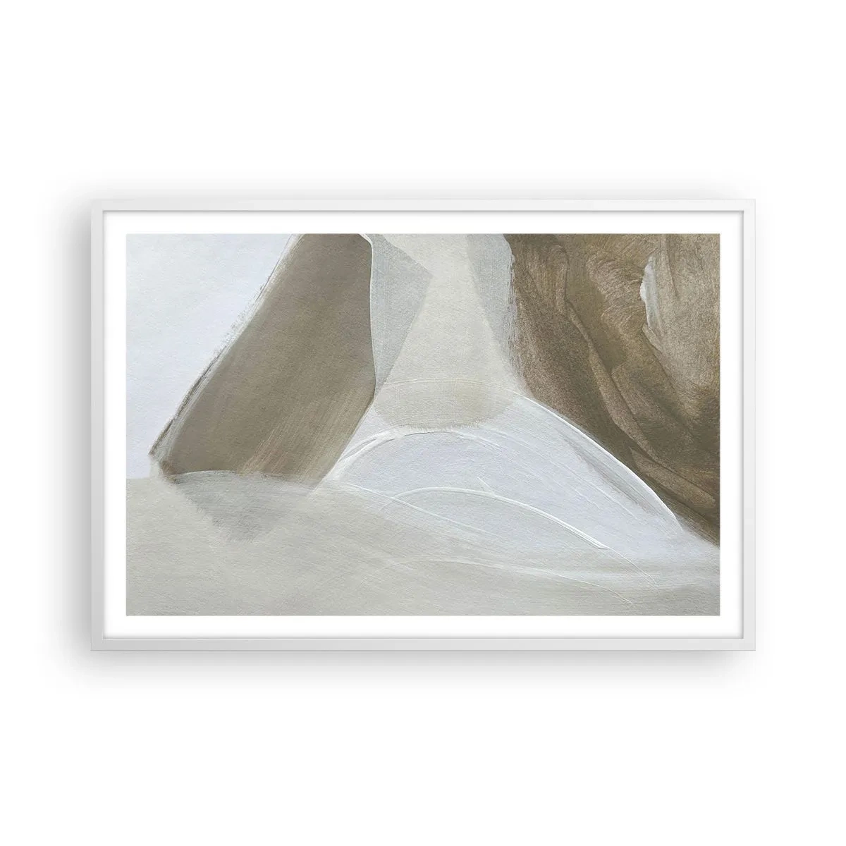 Poster in white frmae - Waves of White - 91x61 cm