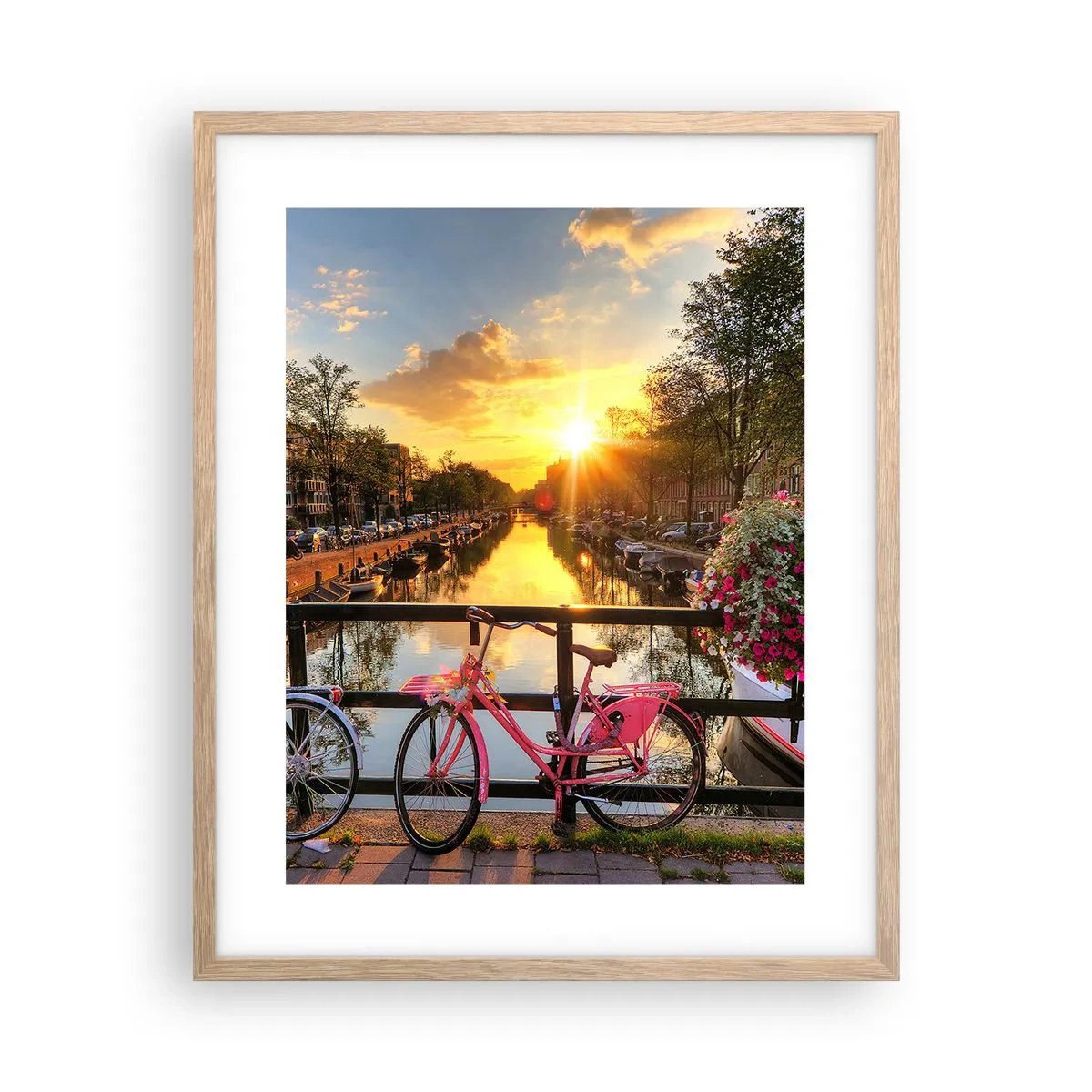 Poster in light oak frame - Spring Morning in Amsterdam - 40x50 cm