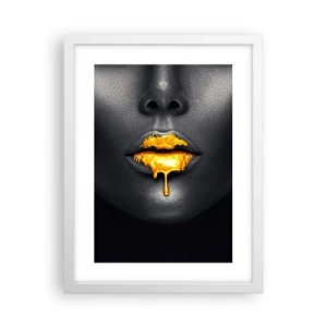 Poster in white frmae - Golden Lips - 30x40 cm