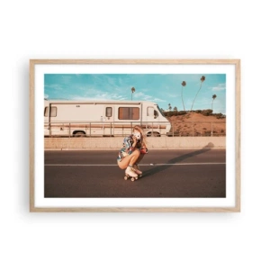 Poster in light oak frame - Smile, Please! - 70x50 cm