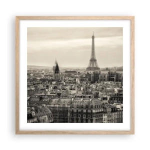 Poster in light oak frame - Over the Roofs of Paris - 50x50 cm