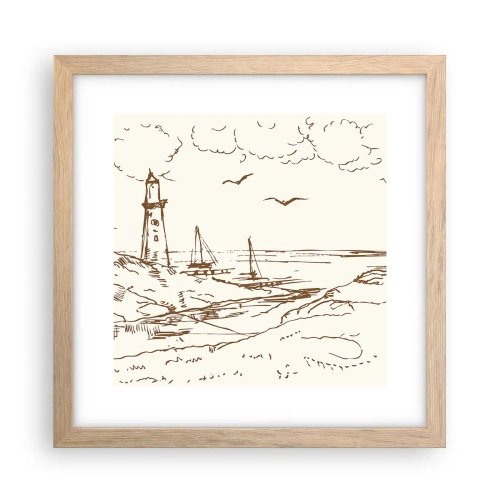 Poster in light oak frame - Outline of a Summer Postcard - 30x30 cm