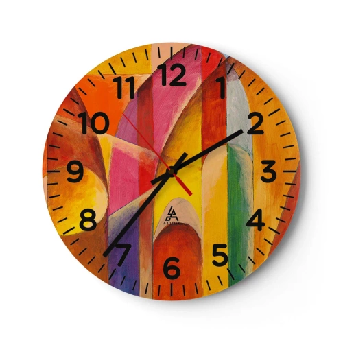 Wall clock - Clock on glass - Cathedral of the Sun - 30x30 cm