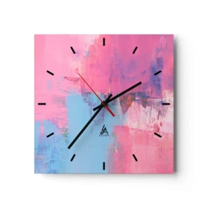 Wall clock - Clock on glass - Pink, Blue and a Pinch of Light - 30x30 cm