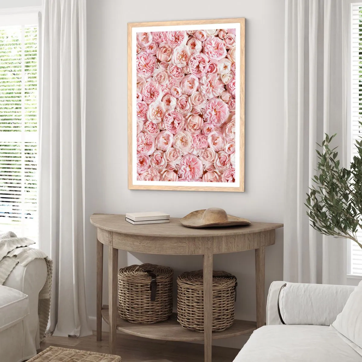 Poster in light oak frame - Decked with Roses - 70x100 cm