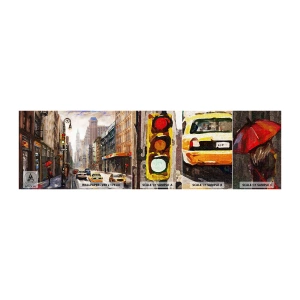 Photo Wallpaper Sample Standard Eco - New York - Colourful in Rain - New York, City, Manhattan - 100x30 cm