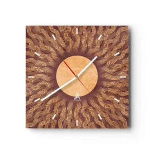 Wall clock - Clock on glass - Sun Icon - 40x40 cm