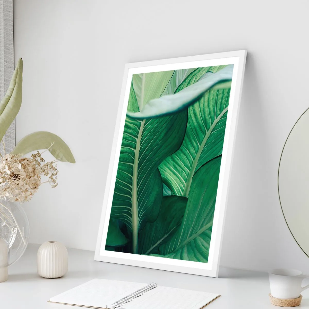 Poster in white frmae - Life in Intense Green Colour - 61x91 cm