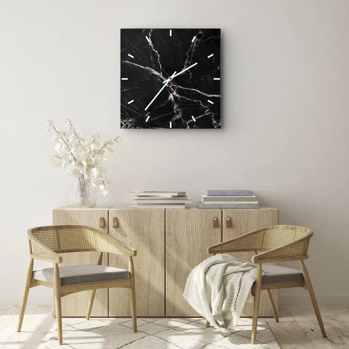 Wall clock - Clock on glass - The Secret Life of a Stone - 30x30 cm