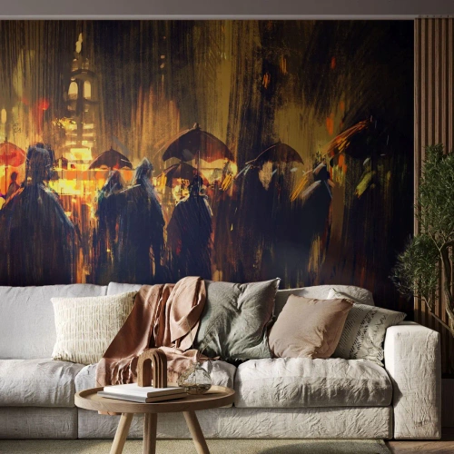 Self-Adhesive Photo Wallpaper Deluxe Sticker - Followers of the Rain - City, People, Umbrella - 250x175 cm