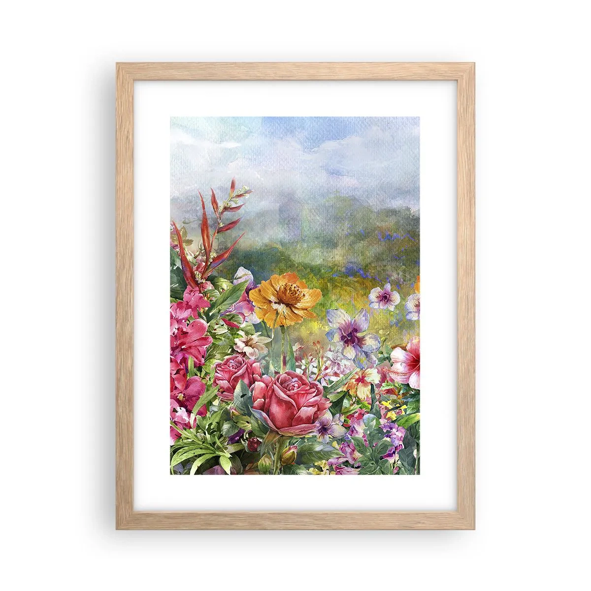 Poster in light oak frame - Garden which Went Crazy - 30x40 cm