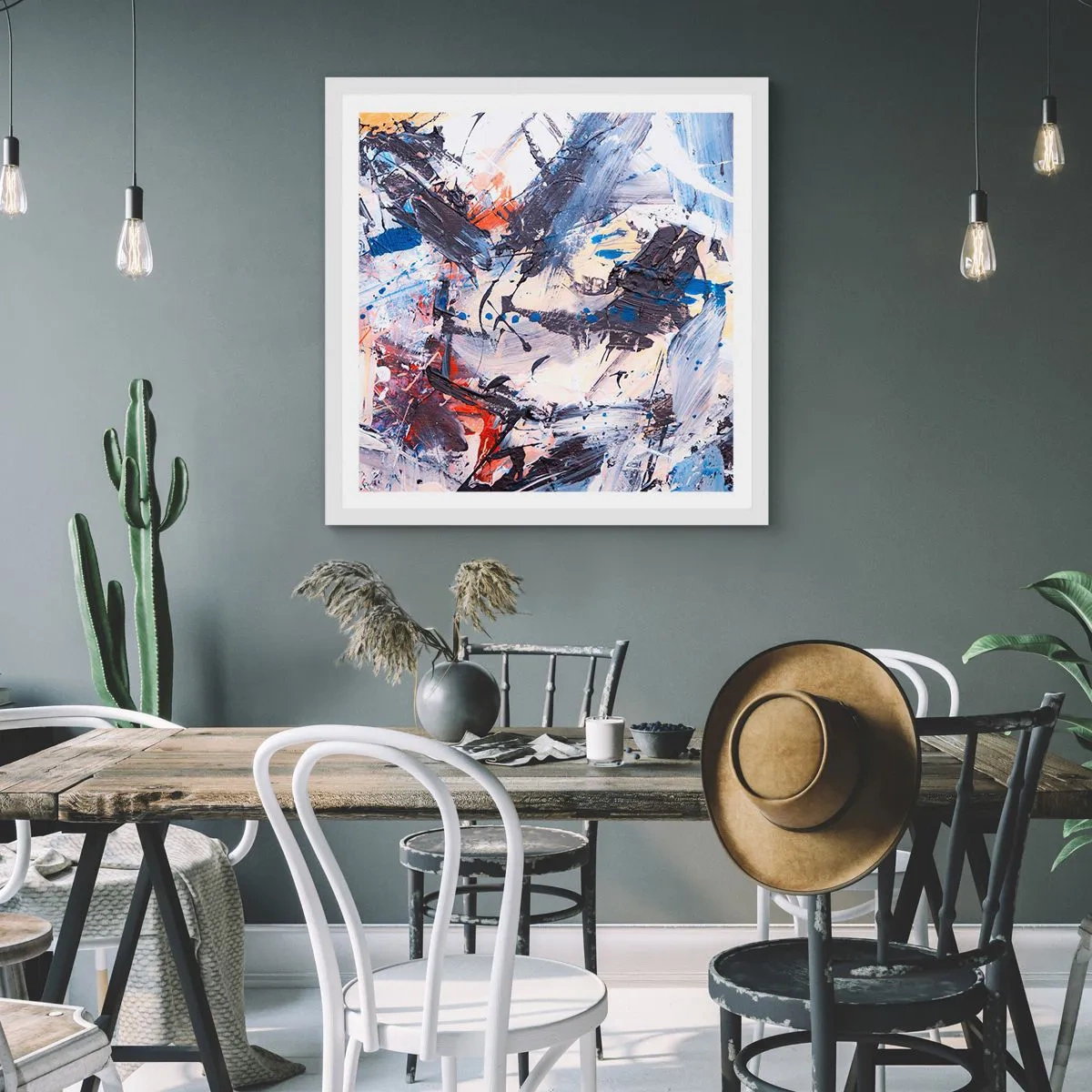 Poster in white frmae - Crazy Dance of Abstraction - 30x30 cm