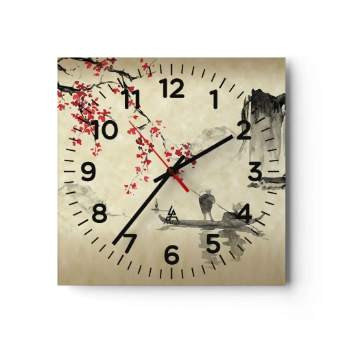 Wall clock - Clock on glass - In Cherry Blossom Country - 30x30 cm