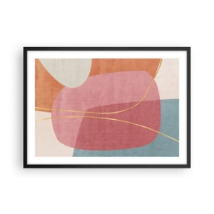 Poster in black frame - Pastel Composition with a Golden Note - 70x50 cm