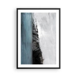 Poster in black frame - Abstract composition of a rocky coast and ocean - 50x70cm - Water-Earth: Clash of Elements - Modern wall decoration for the living room and bedroom ARTTOR