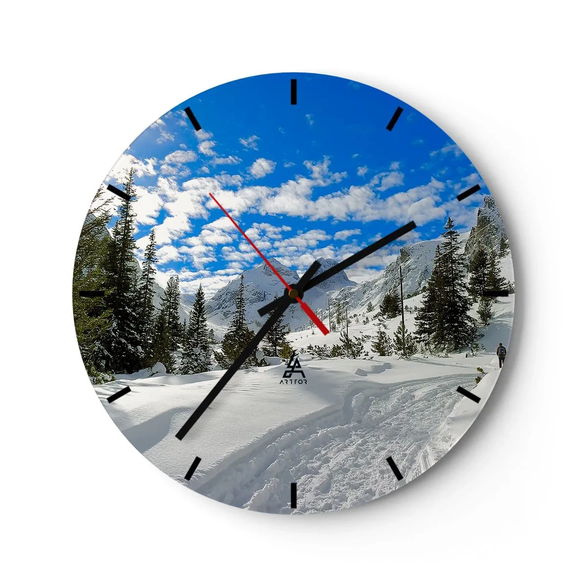 Wall clock - Clock on glass - In Snow and in the Sun - 40x40 cm