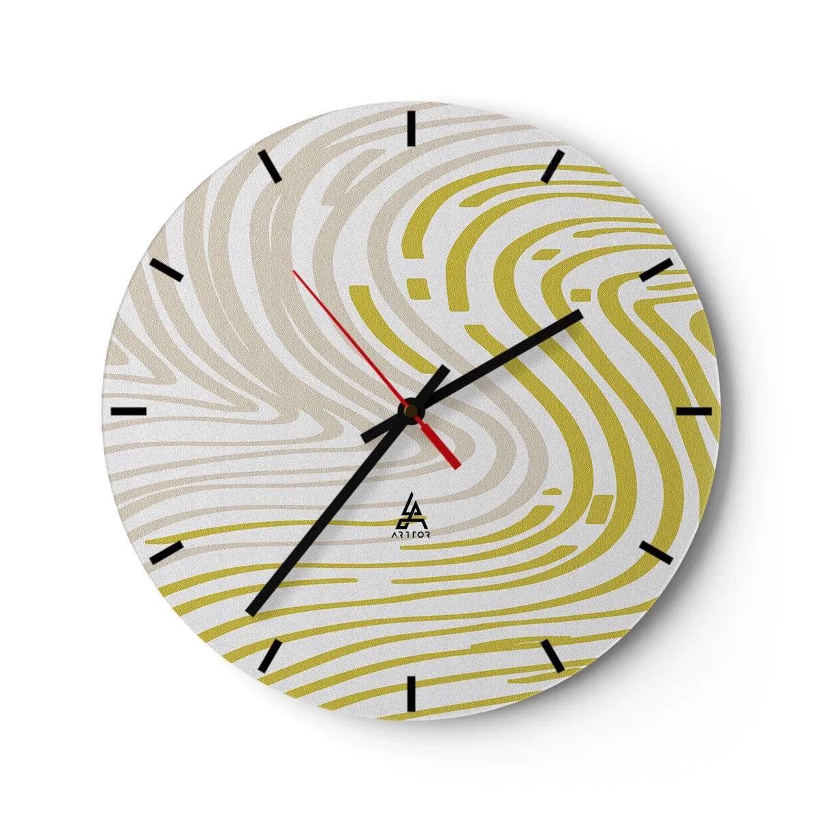 Wall clock - Clock on glass - Composition with a Gentle Curve - 40x40 cm