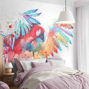 Photo Wallpaper Premium Canvas - . - Parrot, Bird, Abstraction - 150x105 cm