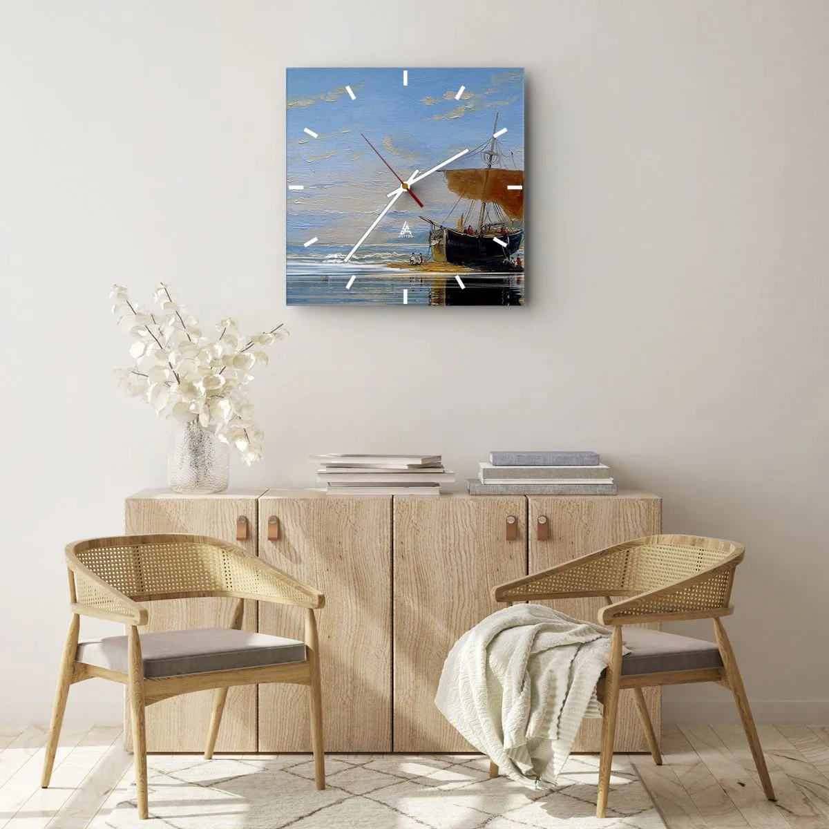 Wall clock - Clock on glass - Water, Earth, Air - 30x30 cm