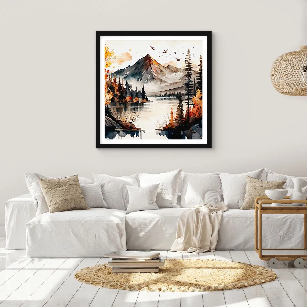Poster in black frame - Golden Autumn in the Mountains - 50x50 cm