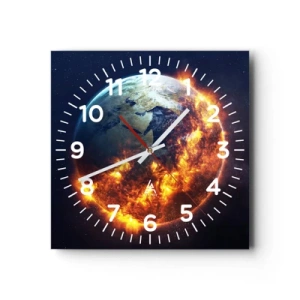 Wall clock - Clock on glass - Flame of Apocalypse - 40x40 cm