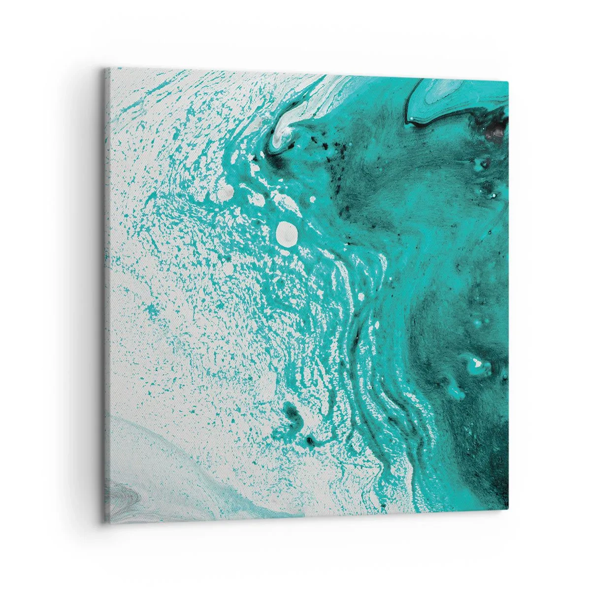 Canvas picture - Dissolving in White and Turquoise - 50x50 cm