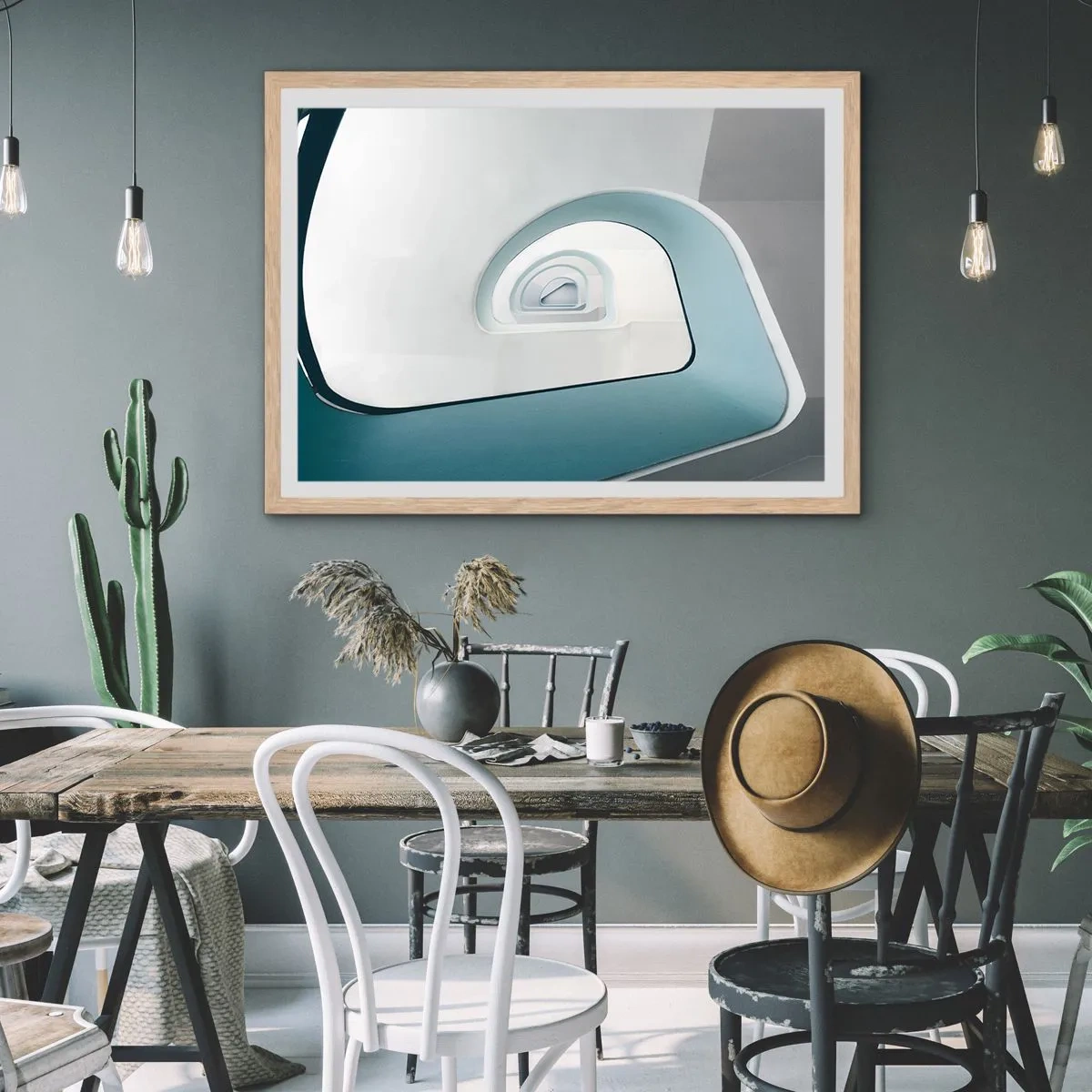 Poster in light oak frame - To the Bottom of Blue - 100x70 cm