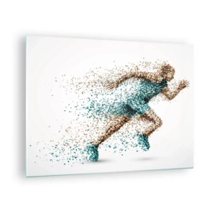 Glass picture - A runner figure formed from colorful particles - 70x50cm - Life Is a Run - Modern wall decoration for the living room and bedroom ARTTOR
