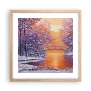 Poster in light oak frame - Let's Meet Here - 40x40 cm