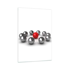 Glass picture - Circle in Silver and Red - 70x100 cm