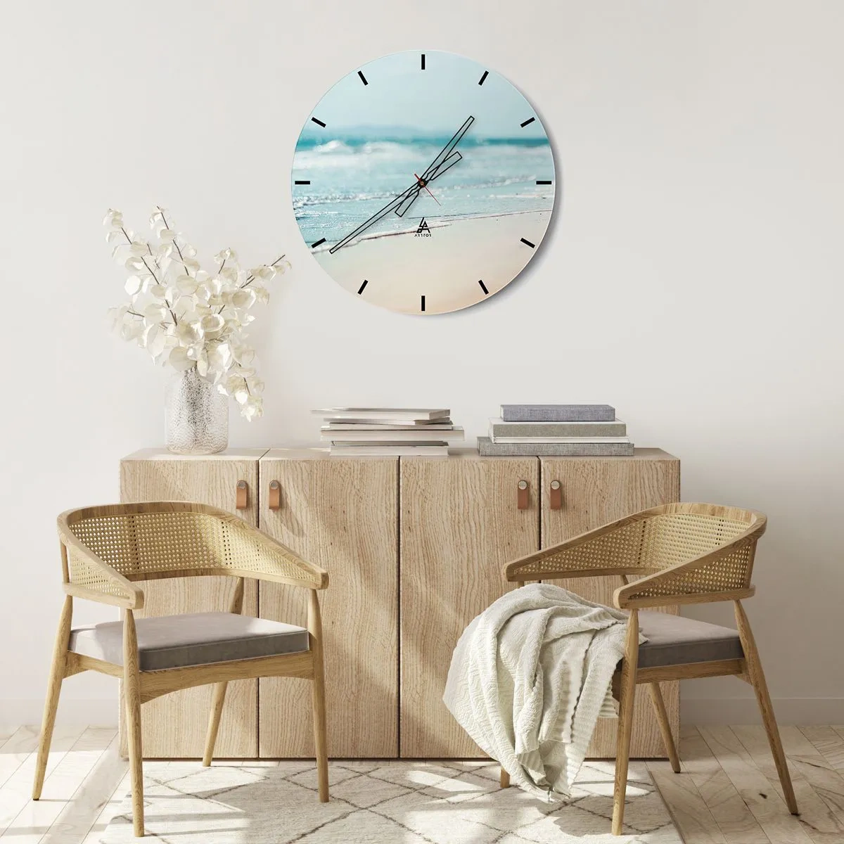 Wall clock - Clock on glass - Warmth and Breeze - 40x40 cm