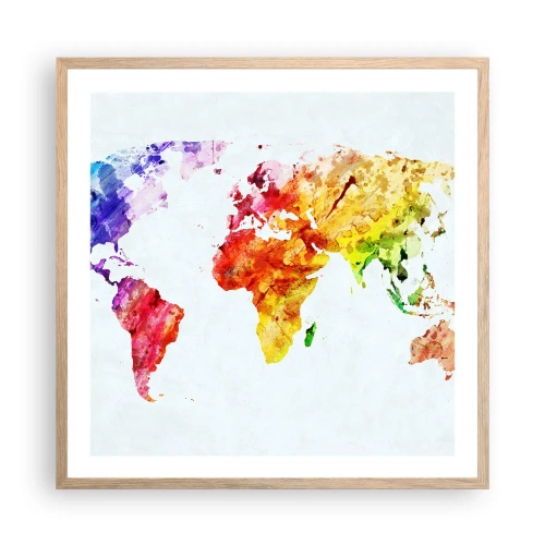 Poster in light oak frame - All Colours of Light - 60x60 cm