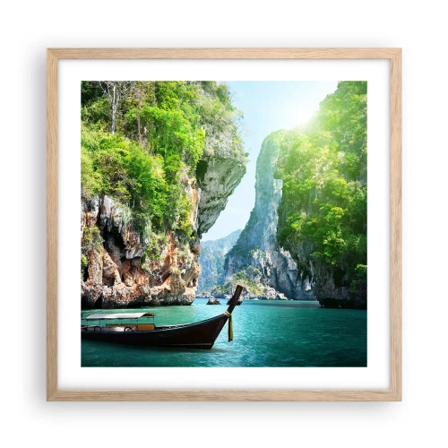 Poster in light oak frame - Invitation for an Exotic Trip - 50x50 cm