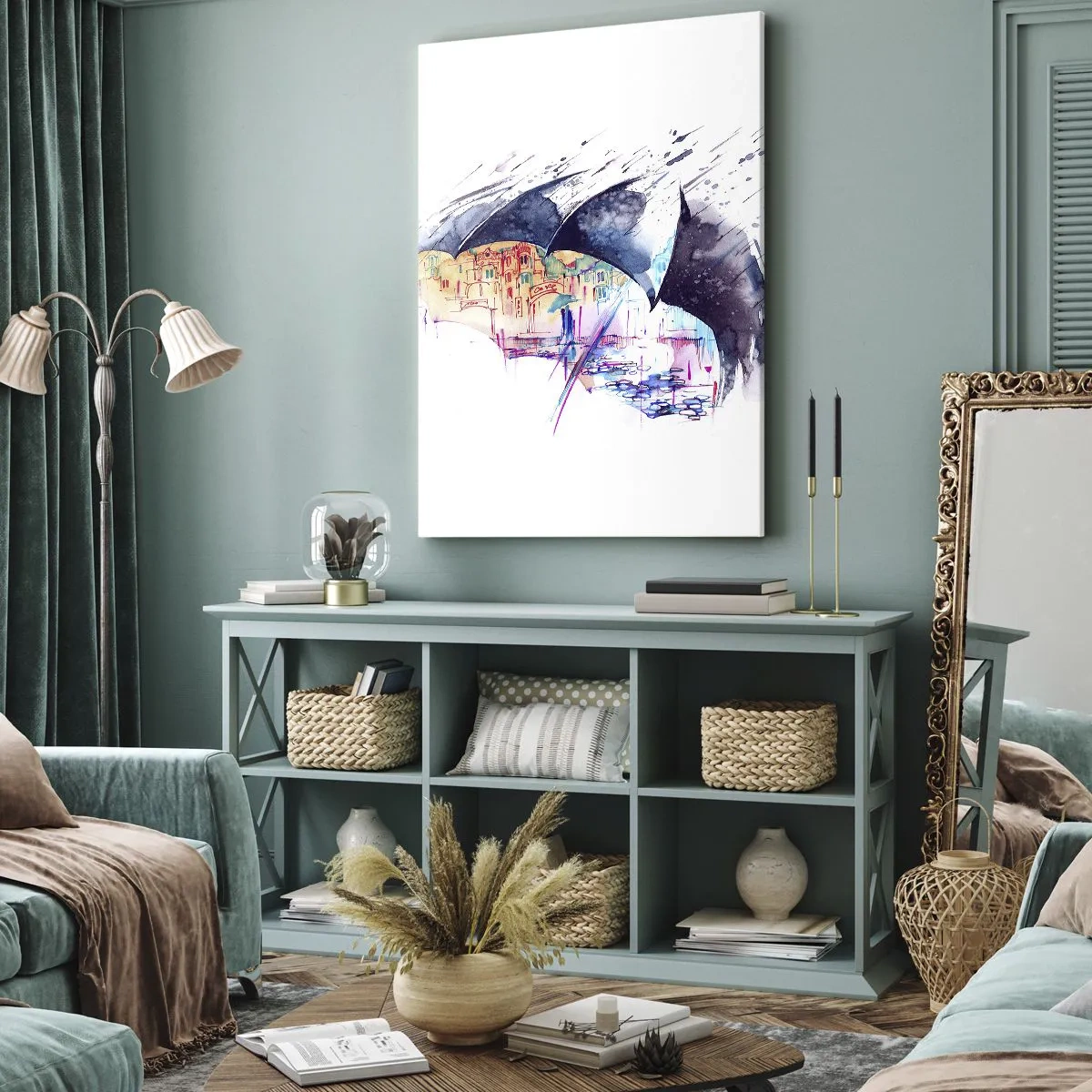 Canvas picture - Walk in the Rain - 45x80 cm