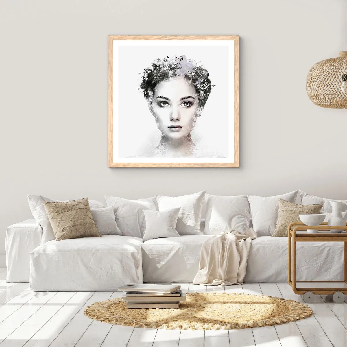 Poster in light oak frame - Extremely Stylish Portrait - 40x40 cm