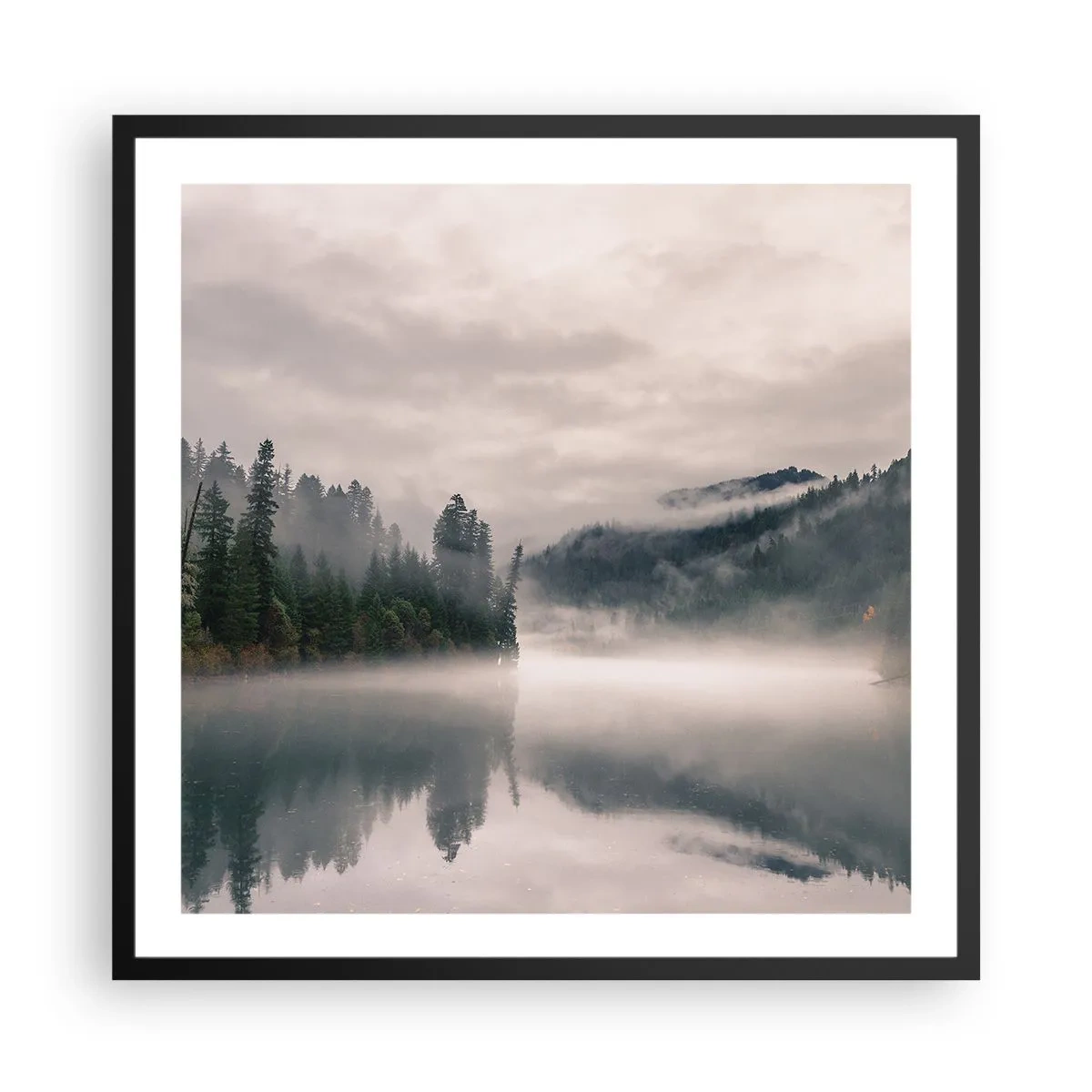 Poster in black frame - Musing in the Fog - 60x60 cm