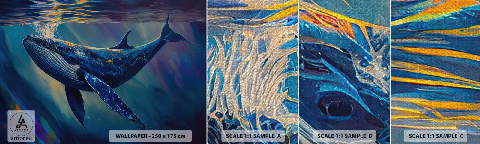 Photo Wallpaper Sample Premium Canvas - Welcome to My World - Whale, Ocean, Underwater - 100x30 cm