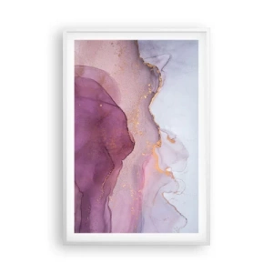 Poster in white frmae - Waves of Violet and Purple - 61x91 cm