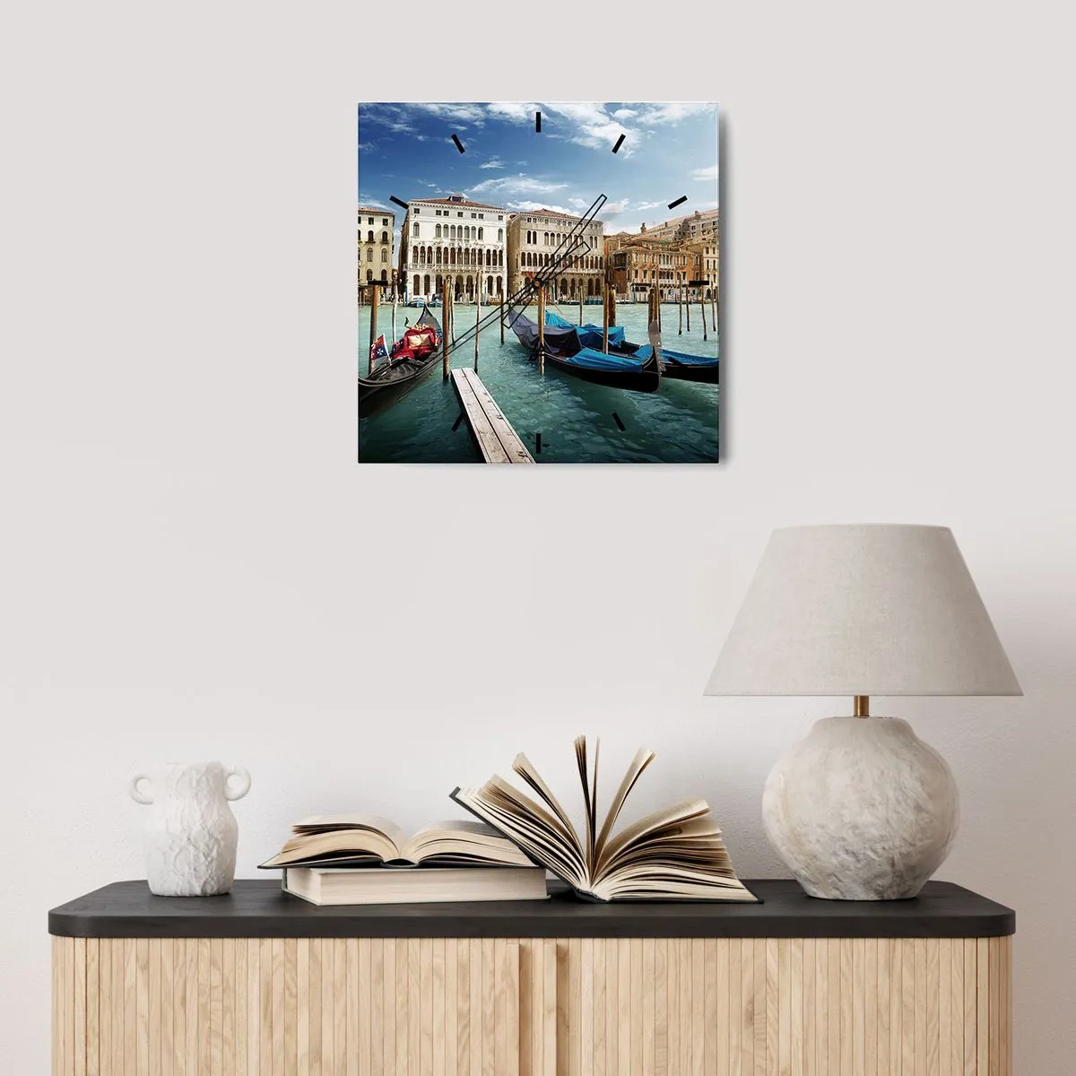 Wall clock - Clock on glass - Palaces in Blue - 40x40 cm