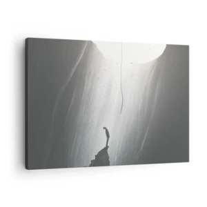Canvas picture - Silhouette of a man on the floor of a cave with a view of the light - 70x50cm - There Is Always Some Way Out - Modern wall decoration for the living room and bedroom ARTTOR