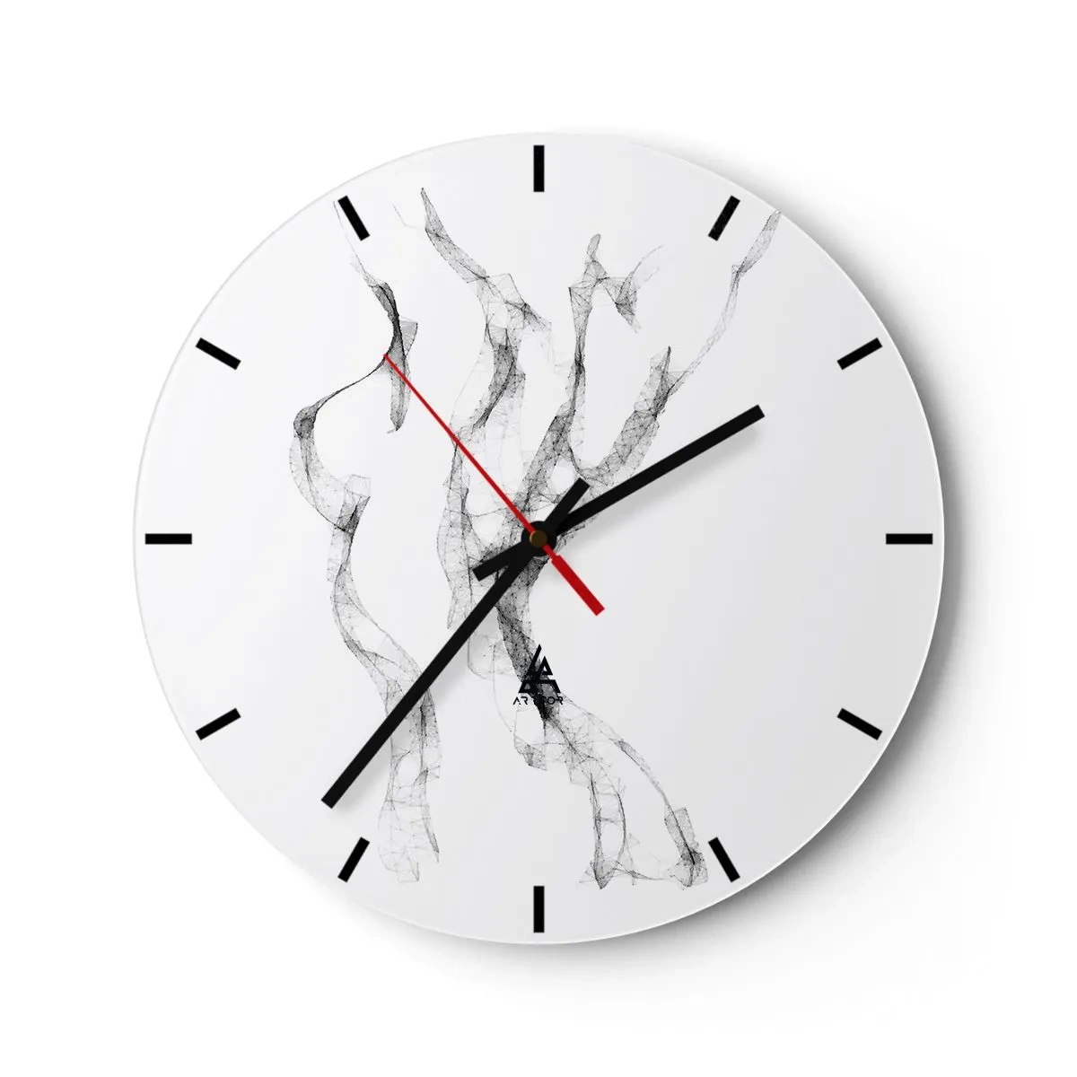 Wall clock - Clock on glass - Abstract black lines in a minimalist composition - 30x30cm - Beautiful and Strong - Modern wall decoration for the living room, kitchen, and bedroom ARTTOR