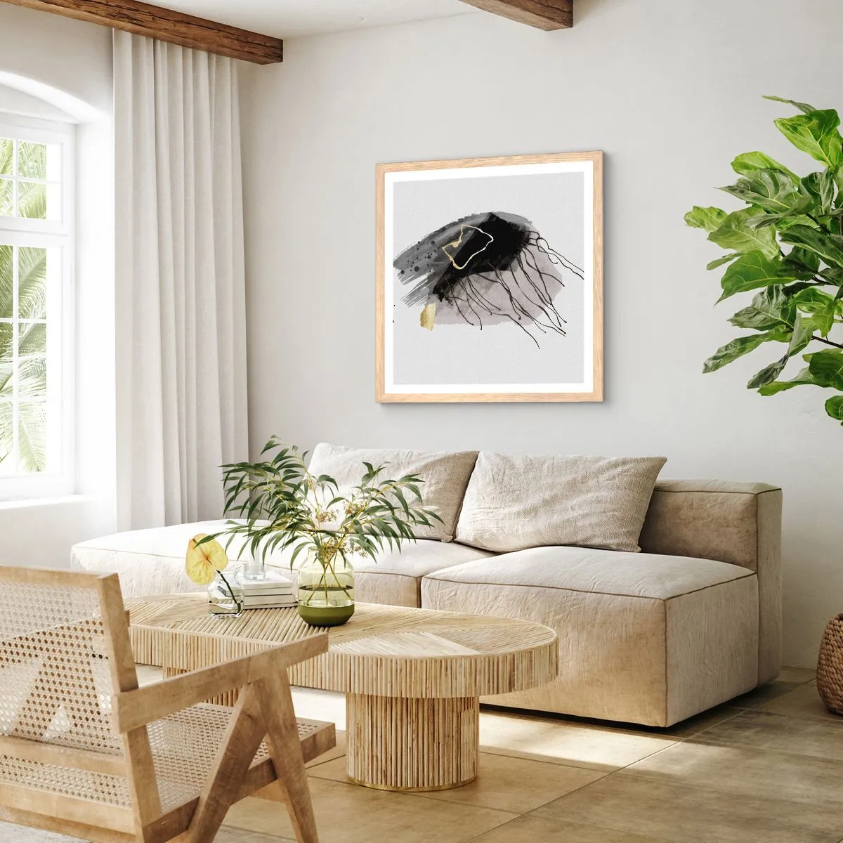 Poster in light oak frame - In Black and Gold - 30x30 cm