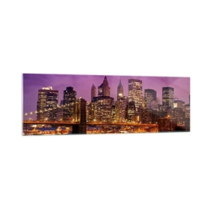 Glass picture - Violet and Gold Manhattan - 160x50 cm