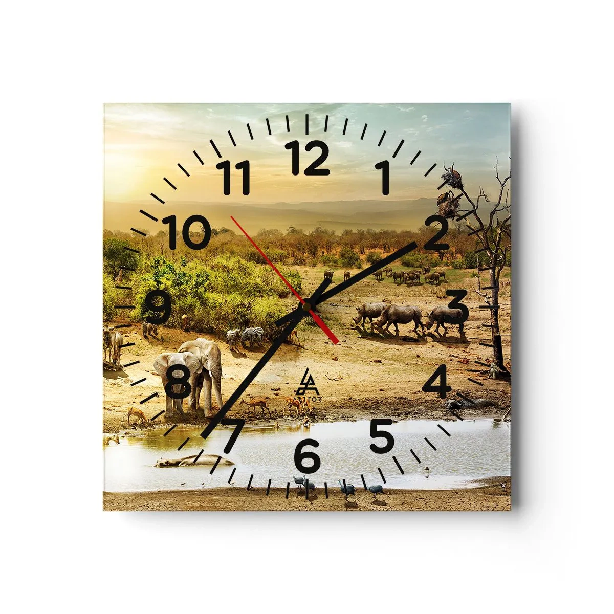 Wall clock - Clock on glass - There Is a River that Flows from Eden - 40x40 cm